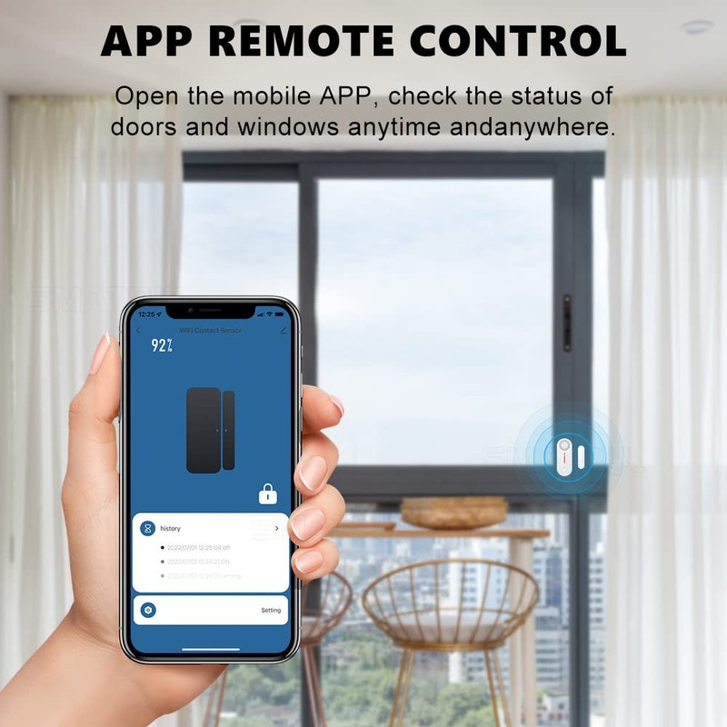 UanTii Tuya WiFi Door Window Detector with Light Sound Alarm