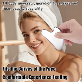 2Stück Gua Sha Stein Gesichtswerkzeug,Edelstahl Gua Sha,Haut Massage,Liebe- und Langzeitmassagewerkzeuge,Lymphmassage-Werkzeuge mit Schutzhülle,Für Augen,Gesicht,Nacken,Rücken