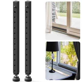 Gadgetzan Adjustable Window Security Bar,17-33 Inch Sliding Door Security Bar Lock with Rubber Base,Window Stopper for Patio Sliding Glass Door/Sliding Window/Anti-Theft/Child Safety (Black - 2 Pack)