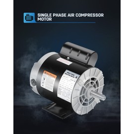 Air Compressor Electric Motor, 1 HP 3450 RPM, 115/230V Single Phase, 56 Frame 5/8 Keyed Shaft 60 Hz, Commercial-Duty CCW Rotation, 1.88" Shaft Length for Air Compressors