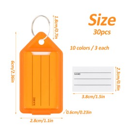 Pack of 30 Key Tags, Keyring, Key Tags with Labels Key Rings with Tags, Key Rings with Tags Suitable for Suitcases, Pets and Key Management, 10 Colors