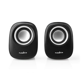 Nedis PC Speakers for Computer, Laptop, Tablet, Smartphone, Portable Speaker Set 12W, Wired with USB and 3.5mm Jack, Black and Silver