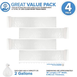 Stock Your Home 2 Gallon Clear Trash Bags (200 Pack) - Disposable Plastic Garbage Bags - Leak Resistant Waste Can Liner - Small Bags for Office, Bathroom, Deli, Produce Section, Dog Poop, Cat Litter