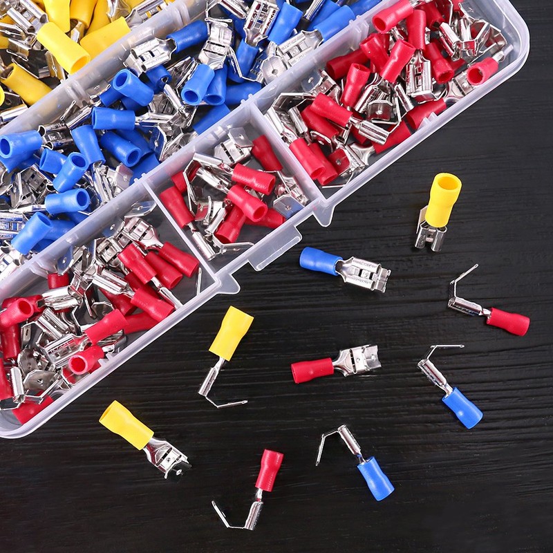 Glarks 140pcs 22-16/16-14/12-10 Gauge Semi-Insulated Piggy Back Spade Quick Splice