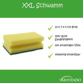 Scouring Pad XXL Kitchen Sponge 130 x 70 x 45 mm Cleaning Pot Sponge Yellow (4 x Yellow)