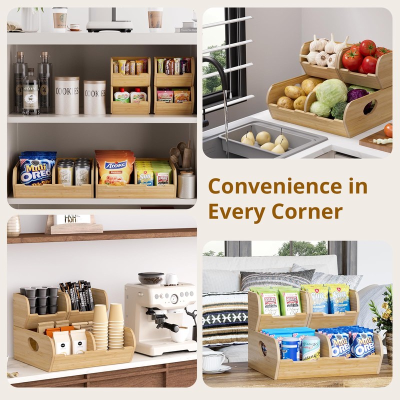 Poerlve Potato and Onion Storage Bin – 3 Pack Bamboo
