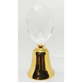 24K Gold Plated Bell with Austrian Crystal - Oval - 2.75 Inches