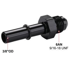 Podavelle 6AN Male Flare to 3/8" SAE Quick Connect Disconnect Male EFI Fuel Fitting Adapter Straight Aluminum Black