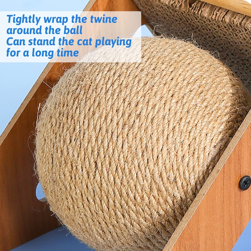 Fhiny Cat Scratcher Toy with Sisal Ball, 2-in-1 Rope Ball