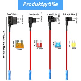 Pack of 12 Mini Micro Micro2 Standard Fuse Car Standard Blade Fuses, 16 Pieces Mini Micro Micro2 Standard Blade Fuse Adapter, Car Fuse Adapter Car Fuses 5A/10A/15A/20A (Mixed)