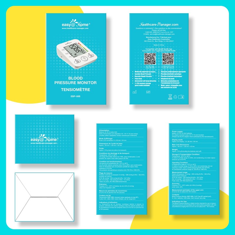 Blood Pressure Monitor for Home Use: Large Cuff Easy@Home Bluetooth