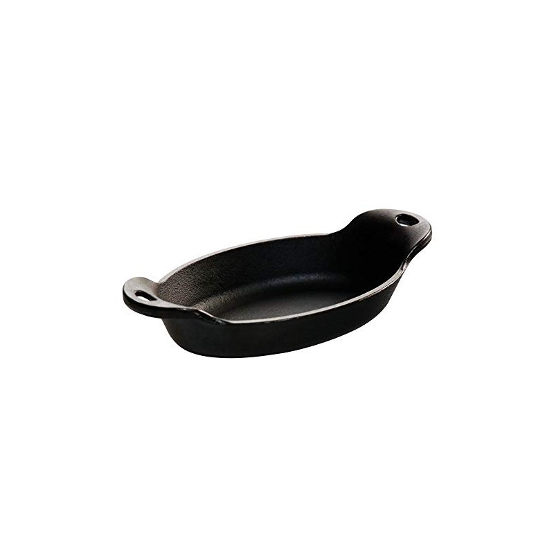 Lodge Heat Enhanced and Seasoned Cast Iron Oval Mini Server,