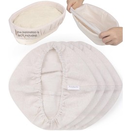 Perenllareta Oval Banneton Liners Cover 10 In, Reusable Bread Proofing Basket Cloth Unbleached for Sourdough Fermentation & Dough Rising, Pack of 4