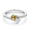 Gem Stone King 925 Sterling Silver Yellow Citrine Bypass Ring