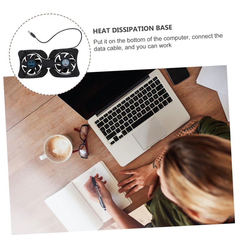 OSALADI Portable Foldable Laptop Cooler Dual USB Fans Height Computer