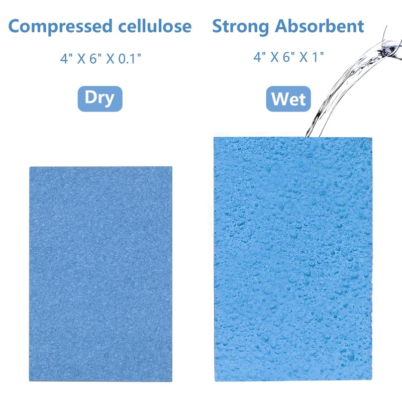 Cellulose Sponges, Large Size 4" x 6" x 1" -