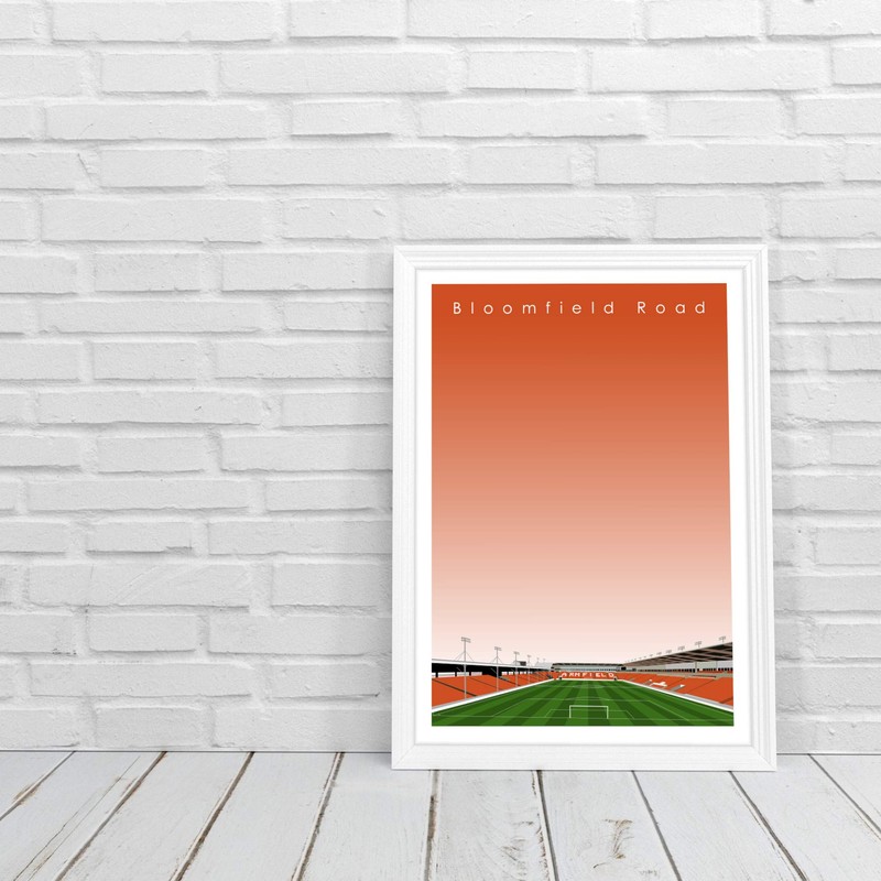GroundDesigns BLACKPOOL FC Football Gift BLOOMFIELD ROAD Stadium Art Unframed