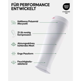 DANISH ENDURANCE Calf Compression Socks Without Foot (1 | 3 Pairs), Calf Brace, Compression Sleeves, 21-26 mmHg, for Men and Women, 3 pairs white