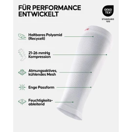 DANISH ENDURANCE Calf Compression Socks Without Foot (1 | 3 Pairs), Calf Brace, Compression Sleeves, 21-26 mmHg, for Men and Women, 3 pairs white