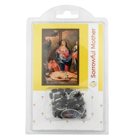 Sorrowful Mother Devotional Chaplet | Rectangular Black Beads with Scenes of the Seven Sorrows of Mary | Includes Pamphlet with Instructions | Great Catholic Gift for Confirmation | Made in Italy