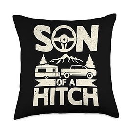 Funny Son of a Hitch Trailer Camper Camping for Men Throw Pillow