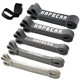 HAPBEAR Bandas de Asistencia para Dominadas - Juego de 5 Bandas de Resistencia para Ejercicio, Estiramiento, Fisioterapia y Entrenamiento - Incluye Gu