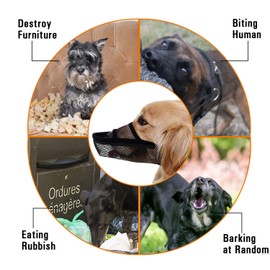 Dog Muzzle - Soft Nylon Adjustable Breathable Mesh Mask, Mouth Cover for Anti-Biting Anti-Barking Licking (Size XS)