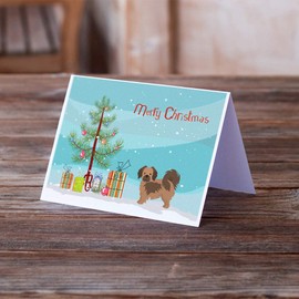 Caroline's Treasures CK3488GCA7P Tibetan Spaniel Christmas Tree Greeting Cards and Envelopes Pack of 8 Blank Cards with Envelopes Whimsical A7 Size 5x7 Blank Note Cards