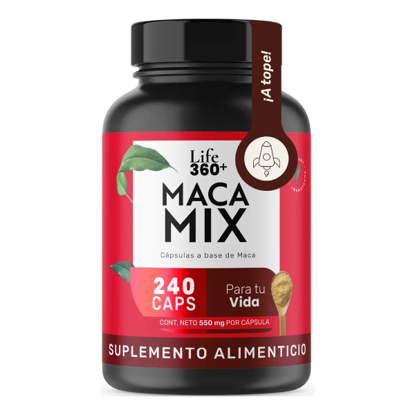 Maca Mix Life360+ 240 Cápsulas Maca Negra Amarilla Y Roja.