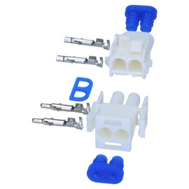 Kalitec KALI-1102 Universal MATE-N-LOK Set 2-Pin with Contacts and Seals IP 57 I Electric Plug White I Polyamide 6.6 I Connector for Lighting, Circuit Boards I Pitch 6.35 mm