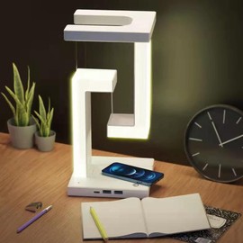 Sorandy Modern Desk LED Desk Lamp with Wireless Charger, Magnetic Levitation Touch Control Light, Bedside Table Night Light, Creative Living Room Home Decor, Birthday Present