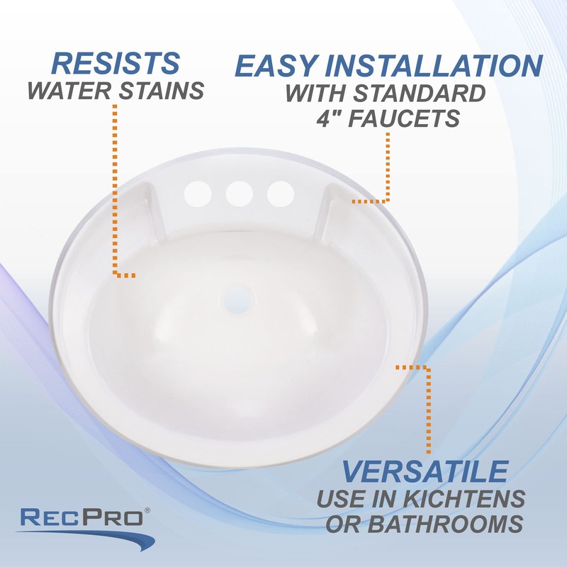 RecPro RV 20" x 17" Plastic Oval Bathroom Sink |