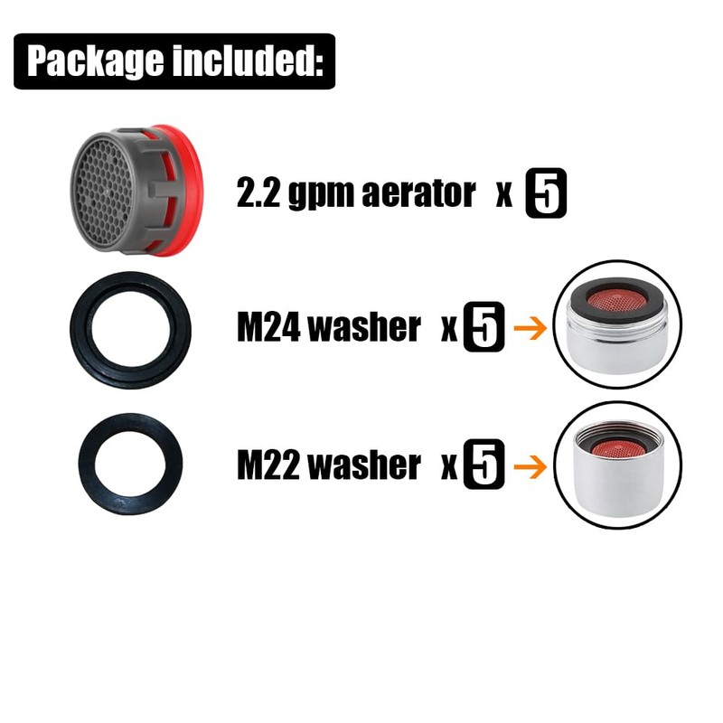 JQK Faucet Aerator, 2.2 GPM Flow Retrictor Insert Aerators Replacement