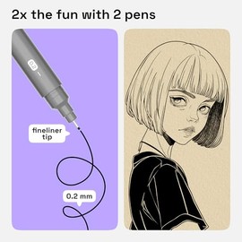 ARTISTRO Juego de 2 plumas Fineliner, plumas micro negras para dibujo, tinta archivística impermeable, punta ultra fina para ilustración, pluma técnic