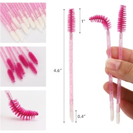 Tbestmax 200 varillas desechables para rímel, cepillos de doble punta para pestañas, labios, lápiz labial, cejas y extensiones de pestañas - Rosa intenso