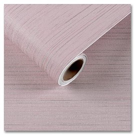 CRE8TIVE Papel pintado de zacate rosa pálido con textura, para despegar y pegar, papel tapiz de tela de zacate sintética, papel de contacto autoadhesivo, tela de lino extraíble, papel de pared para