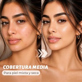 ULTRAMO Base de Maquillaje con FPS15 PA++, Cobertura Natural, Acabado Mate, 6 Colores Disponibles, Incluye una Esponja de Maquillaje Color Aleatorio (