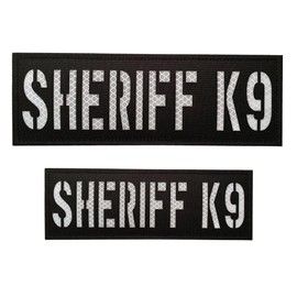2 Pack Reflective Police K9 Patch Reflective Back Panel Police K9 Patch with Hook and Loop One Small and One Large (Sheriff K9(Black-W))