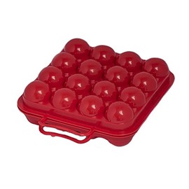 Home Garden Ornaments Red Egg Holder for 16 Eggs - Egg Storage for Kitchen – Egg Holder Storage for Camping – Eggs Storage for Picnic – Solid Plastic Egg Box for Trip (Red)