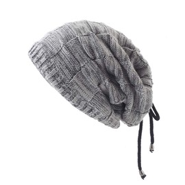 YOJEE womens Pony Tail Beanie Dread Knit Loop Shawl Dreadlocks Hat, Grey, Small-4X-Large