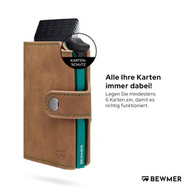 BEWMER v2 Shielded Slim Wallet with Coin Compartment for Men & Women, Card Holder, RFID Protection & Anti-Cloning, Wallet for Notes, Coins & 9 Credit Cards, Light Brown & Green