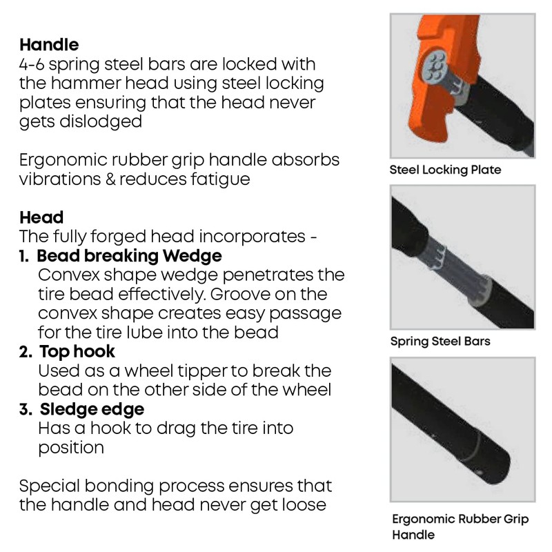 Groz 5 lbs Tire Bead Breaker Hammer - 20" Indestructible