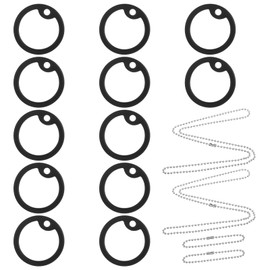 12 Pack Dog Tag Silencers Military Rubber Dog ID Tags with 4 Stainless Steel Chain Black Army Engraved Dogs Tag Pet Tags Cover ID Protector to Reduce Noise Black