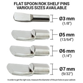 Rok Hardware Heavy Duty Shelf Pin Spoon Shaped Cabinet Support Pegs Holder Metal Nickel (100, All Shelf Pin Sizes [25 of Each Size])