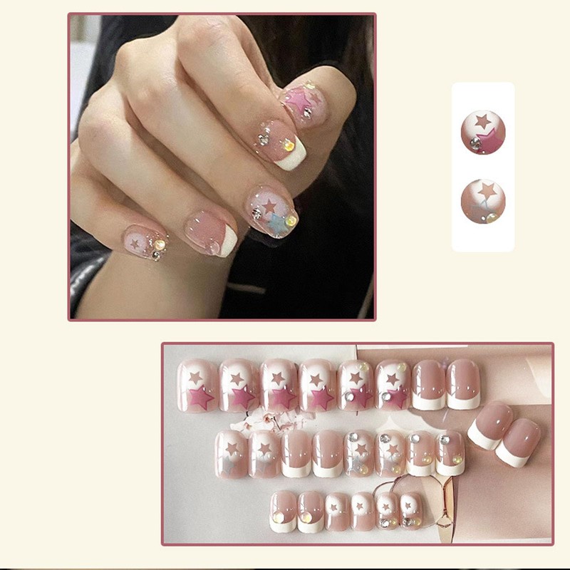 Cute False Nails, Extra Short Nail Tips Square Press On
