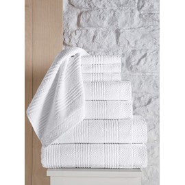 Classic Turkish Towels 8 Piece Luxury Bath Towel Set - Soft Cotton Linen Towels Includes Large Bath Sheet Made with 100% Turkish Cotton