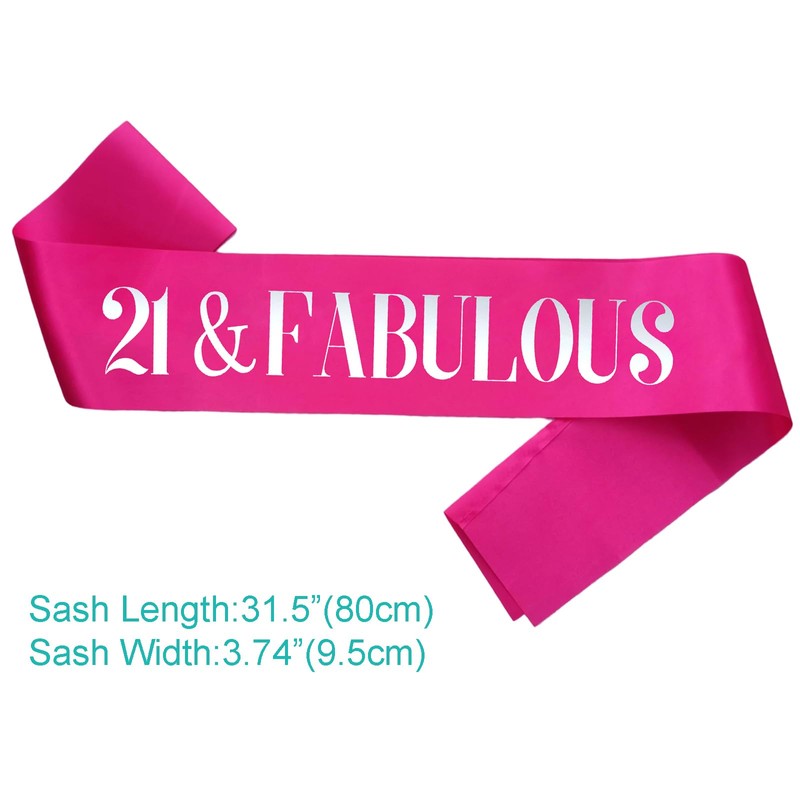 KETAOO 21st Birthday Sash, Silver Foil 'Finally 21' Pink Birthday