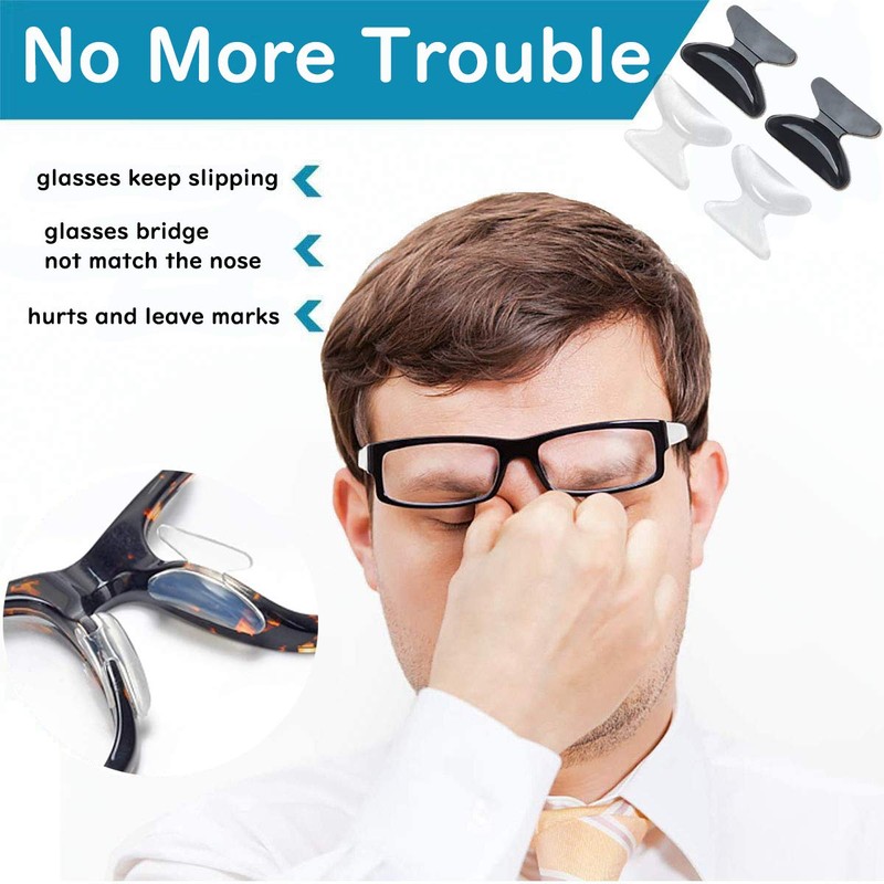 Anti-Slip Nose Pads Silicone Butterfly Shape - 13 Pairs Soft