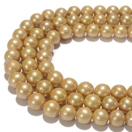 Unbranded Grade B Gold Fresh Water Pearl Round Beads Size 9-12mm 15.5'' Strand