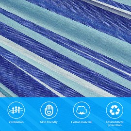 Zupapa Hammock with Stand 2 Person, Upgraded Steel Hammock Frame and Polycotton Hammock, 550LBS Capacity for Indoor Outdoor Use Blue White Stripes
